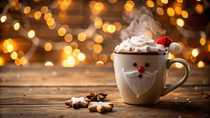Poster - Warm Festive Drink with Whipped Cream and Cookies