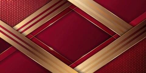 Poster - Abstract Red and Gold Geometric Design with Luxurious Texture and Subtle Highlights