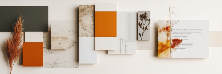 Fototapete - Creative collage featuring modern art, elegant quotes, and natural elements for inspiration and decor. Generative AI