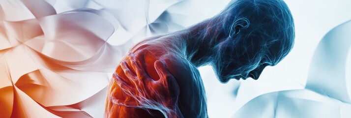 Leinwandbilder - Expressing discomfort through abstract forms and colors in a representation of pain and stress. Generative AI