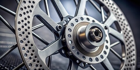 Poster - Close-up of a meticulously engineered wheel with intricate disc brake system
