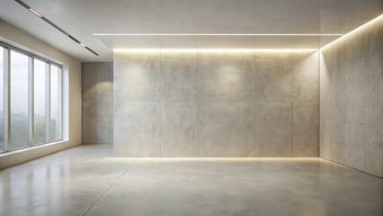 Aufkleber - Modern minimalist empty room with concrete walls and large window