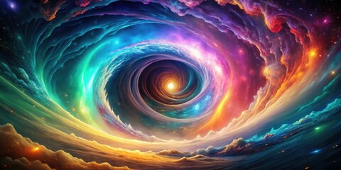 Aufkleber - Cosmic Vortex A swirling nebula of vibrant hues and celestial energy, a journey into the heart of creation.