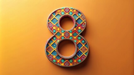 Poster - Ornate Number Eight, Decorated with Intricate Colorful Patterns and Designs