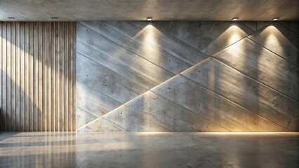 Poster - Modern minimalist interior design with concrete and wood wall