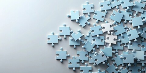 Aufkleber - Blue Jigsaw Puzzle Pieces Scattered on a Surface