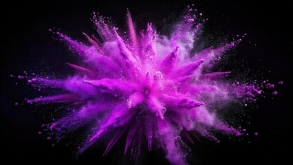 Poster - Vibrant Purple Powder Explosion Against a Dark Background