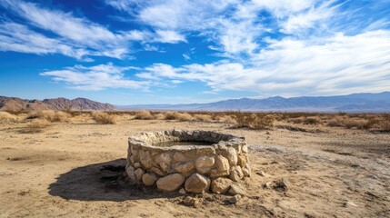 Aufkleber - A well in the desert representing divine provision in the midst of barren conditions, illustrating spiritual sustenance.