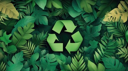 Aufkleber - A World Environment Day banner featuring green leaves, recycling symbols, and solar energy, promoting environmental consciousness and sustainability.