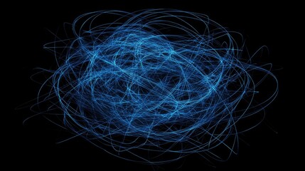 Poster - Abstract blue network lines forming a digital web, symbolizing connectivity, data transmission, and technological progress on a dark background
