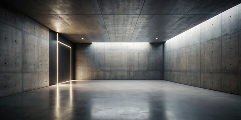 Poster - Modern Minimalist Concrete Room with Subtle Lighting and Clean Lines