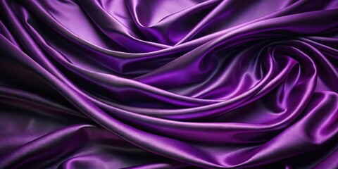 Poster - Luxurious Deep Purple Silk Fabric Draped in Elegant Swirls and Soft Folds