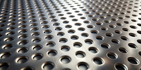 Aufkleber - Close-up view of a perforated metallic surface with a repeating pattern of circular holes, exhibiting a subtle textural variation across the sheet