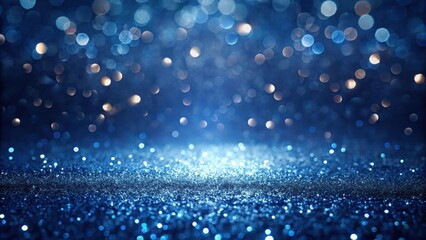 Wall Mural - Shimmering Blue Glitter Background with Sparkling Lights for Festive Designs