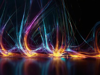 Wall Mural - colorful lines on black.