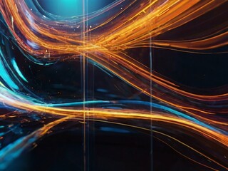 Wall Mural - colorful lines on black.