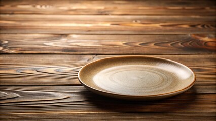 Aufkleber - Empty ceramic plate on rustic wooden table background