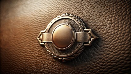Poster - Elegant Ornate Bronze Emblem on Luxurious Brown Leather Texture