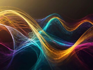 Wall Mural - colorful lines on black.