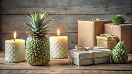Poster - Tropical Holiday Still Life with Presents and Candles