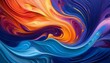 © art - Abstract swirling artwork in vibrant blues, oranges, and purples.