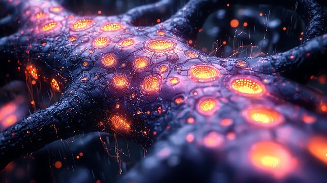 Glowing Network Of Interconnected Organic Structures