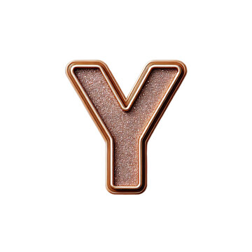 Pink and Golden 3d letter Y in glitter texture isolated on white background