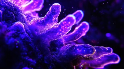 Aufkleber - Glowing bacteria under UV light revealing vibrant colors in a dark environment. Generative AI