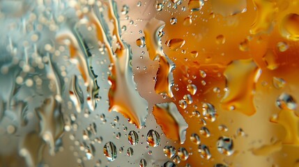 Wall Mural - water drops on glass with bokeh background. rainy day.