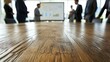 © TranNgoc - Professionals of various ethnicities gathered around a large wooden table, sharing ideas and looking at charts, a whiteboard with colorful markers in the background,