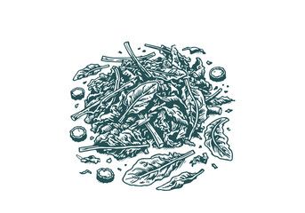 Spinach Leftover Waste Hand Drawn Sketch Illustration Vector Isolated