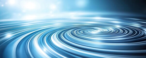 Poster - A mesmerizing swirl of light and color in blue tones, evoking a sense of calm and motion, reminiscent of water ripples or digital waves.