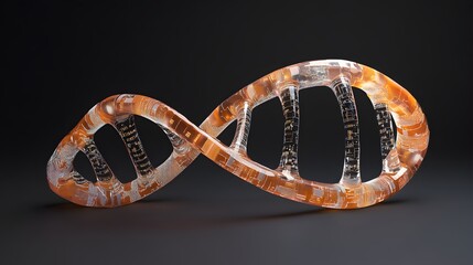 Poster - Digital DNA Helix Structure Illuminated Amber