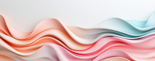 Poster - A flowing abstract design featuring soft, wavy layers in pastel colors, creating a serene and inviting visual effect.