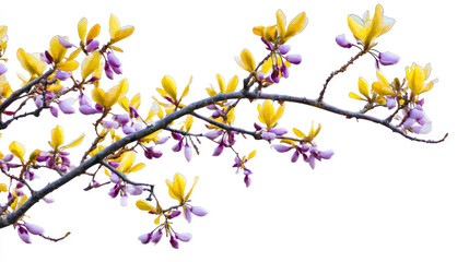 branch with yellow and purple flowers