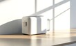 © Maryanto - White toaster on light wood countertop in sunlight.