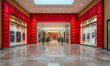 © SemangArt - Red mall corridor, shops, calm, daytime, retail