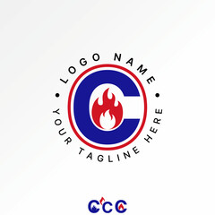 Poster - Logo design graphic concept creative premium vector stock image graphic letter C font fire flame hot warm blaze art to monogram fuel gasoline branding