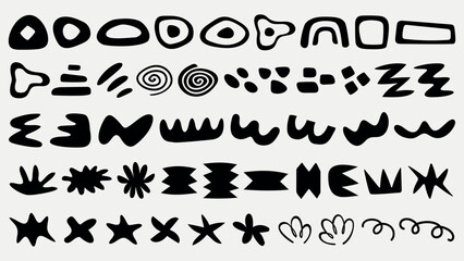 Poster - abstract black shapes on a white background. various abstract forms, abstract design, abstract art. 