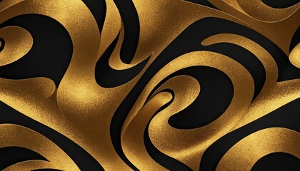 Aufkleber - Premium golden and black wavy pattern design background picture