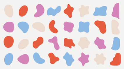 Poster - abstract shapes in red, pink, blue, and beige. colorful abstract shapes, varied forms. abstract shap