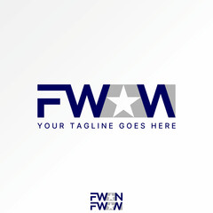 Poster - Logo design graphic concept creative premium vector stock image graphic letter FWN font american star flag chicago nation monogram typography branding