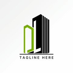 Poster - Logo design graphic concept creative premium vector stock image graphic letter DL line font building house skyscraper typography tower city property