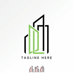 Poster - Logo design graphic concept creative premium vector stock image graphic initial DL line font building house skyscraper typography tower city property