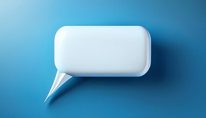 Poster - A simple, white speech bubble on a blue background, representing communication, dialogue, or messaging.