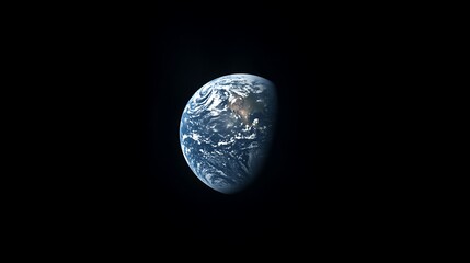 Wall Mural - A View of Earth from Space with White Clouds and Blue Oceans Against a Black Background