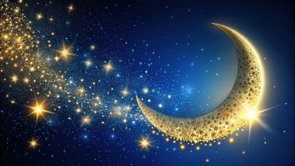 Wall Mural - a shimmering crescent moon adorned with celestial patterns, illuminated by a cascade of twinkling st