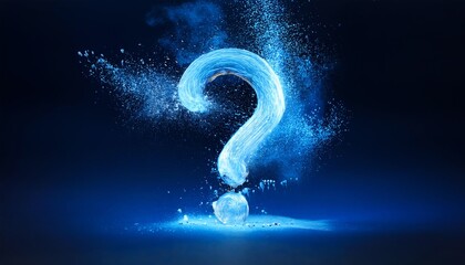 Poster - A vibrant splash of water forms a question mark against a dark background, symbolizing curiosity and inquiry.