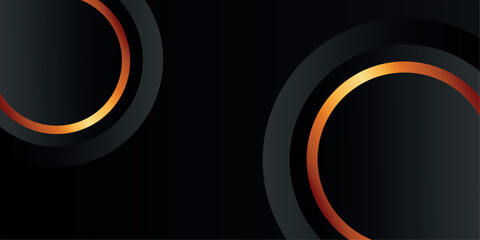 Wall Mural - black and gold background in futuristic abstract round style.