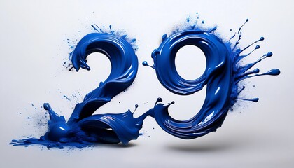 Poster - A vibrant illustration featuring the number 29 rendered in blue paint splashes against a plain background.
